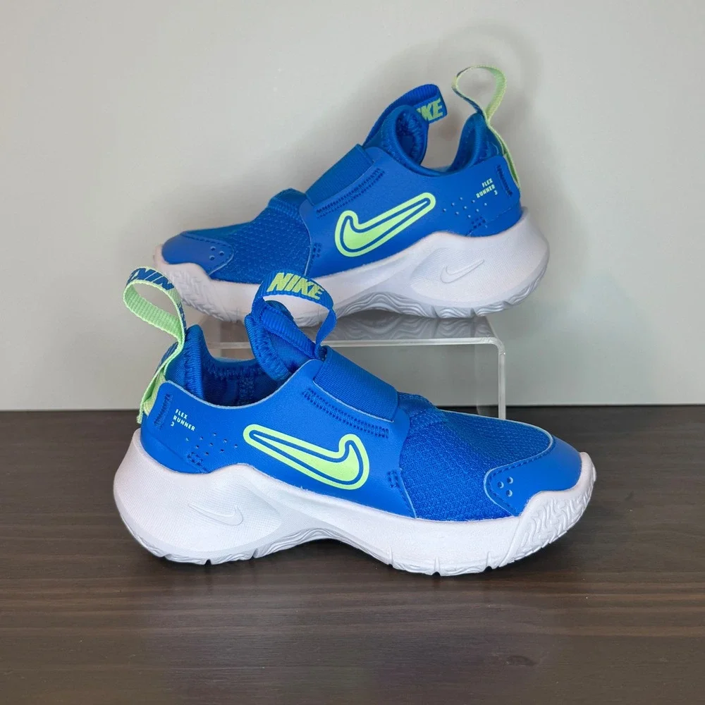 Nike Kids‎ Shoes Flex Runner 3 PS Photo Blue Vapor Green White Sz 8c New